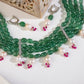 Regal Emerald Green Ruby And Pearl Necklace Set