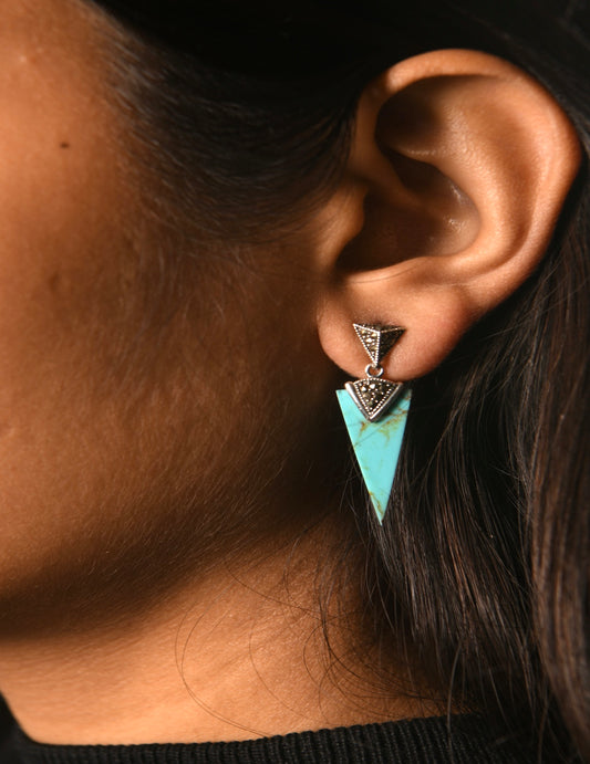 Silver Turquoise Triangles