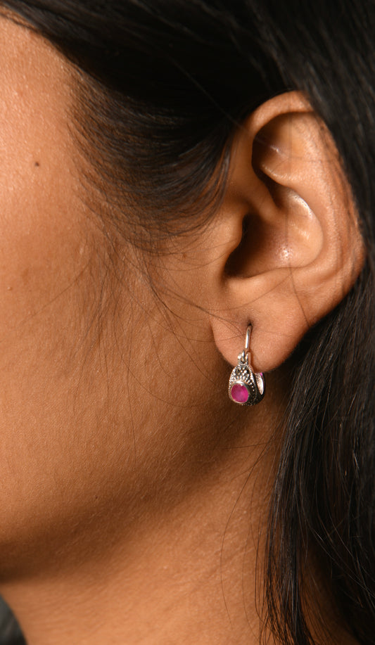 Silver Ruby Earrings