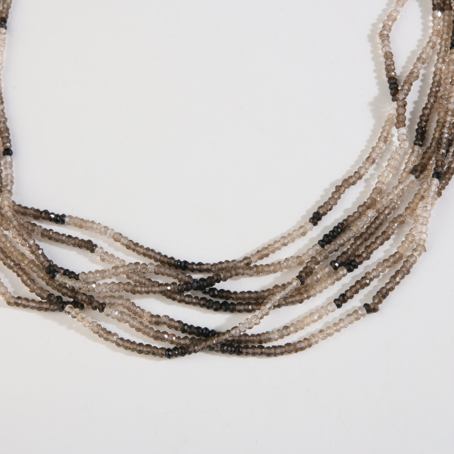 Multilayered Graduated Smoky Quartz Necklace