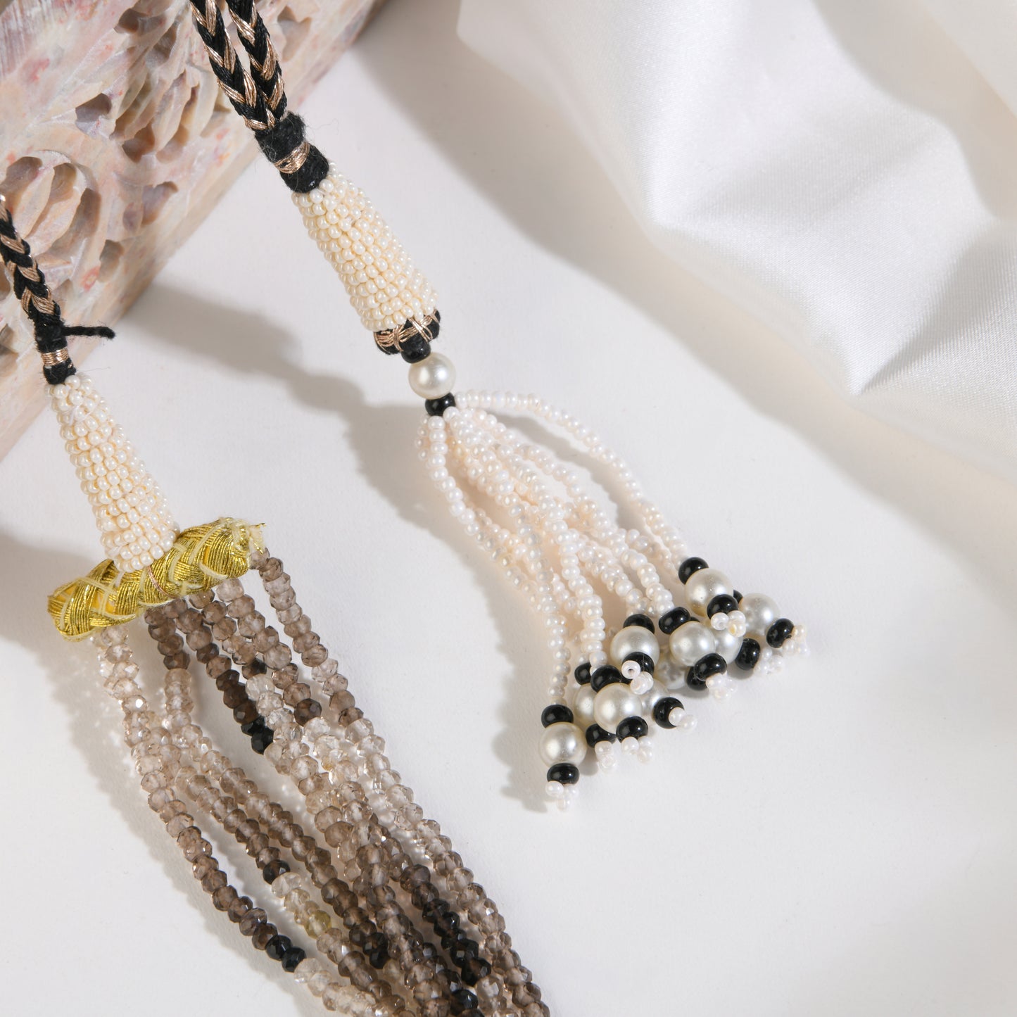 Multilayered Graduated Smoky Quartz Necklace