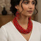 Red Glass Beads Hand Crafted Necklace Set