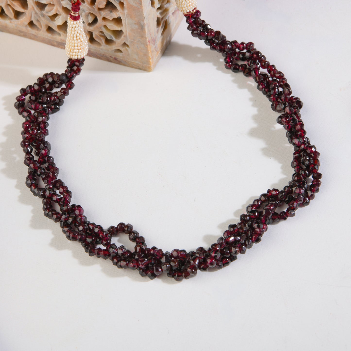 Braided Garnets Necklace
