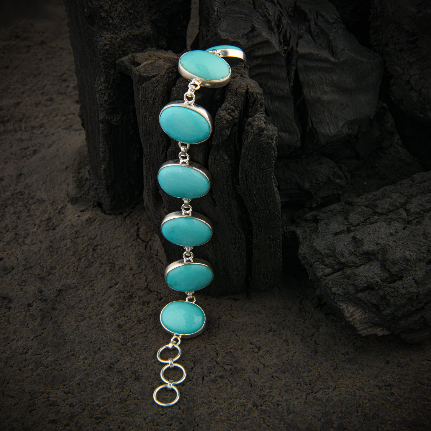 Natural Turquoise In Silver Bracelet