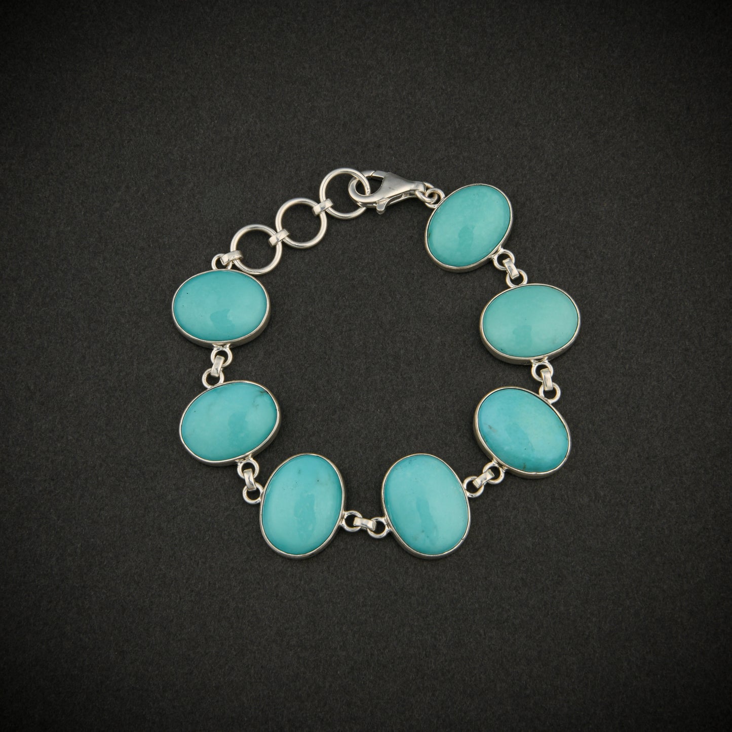 Natural Turquoise In Silver Bracelet