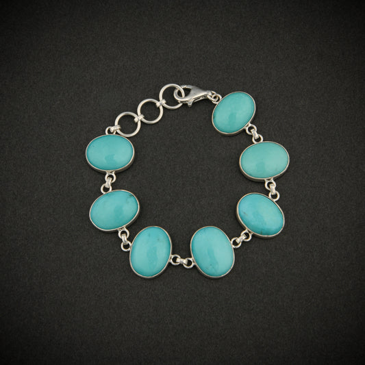 Natural Turquoise In Silver Bracelet