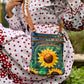 Hand Painted "The Sunflower" Leather Sling Bag