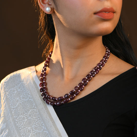 Ruby Pearl Duet String Necklace