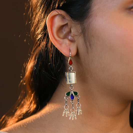 Madhu Chandrika Satrangi Silver Earrings