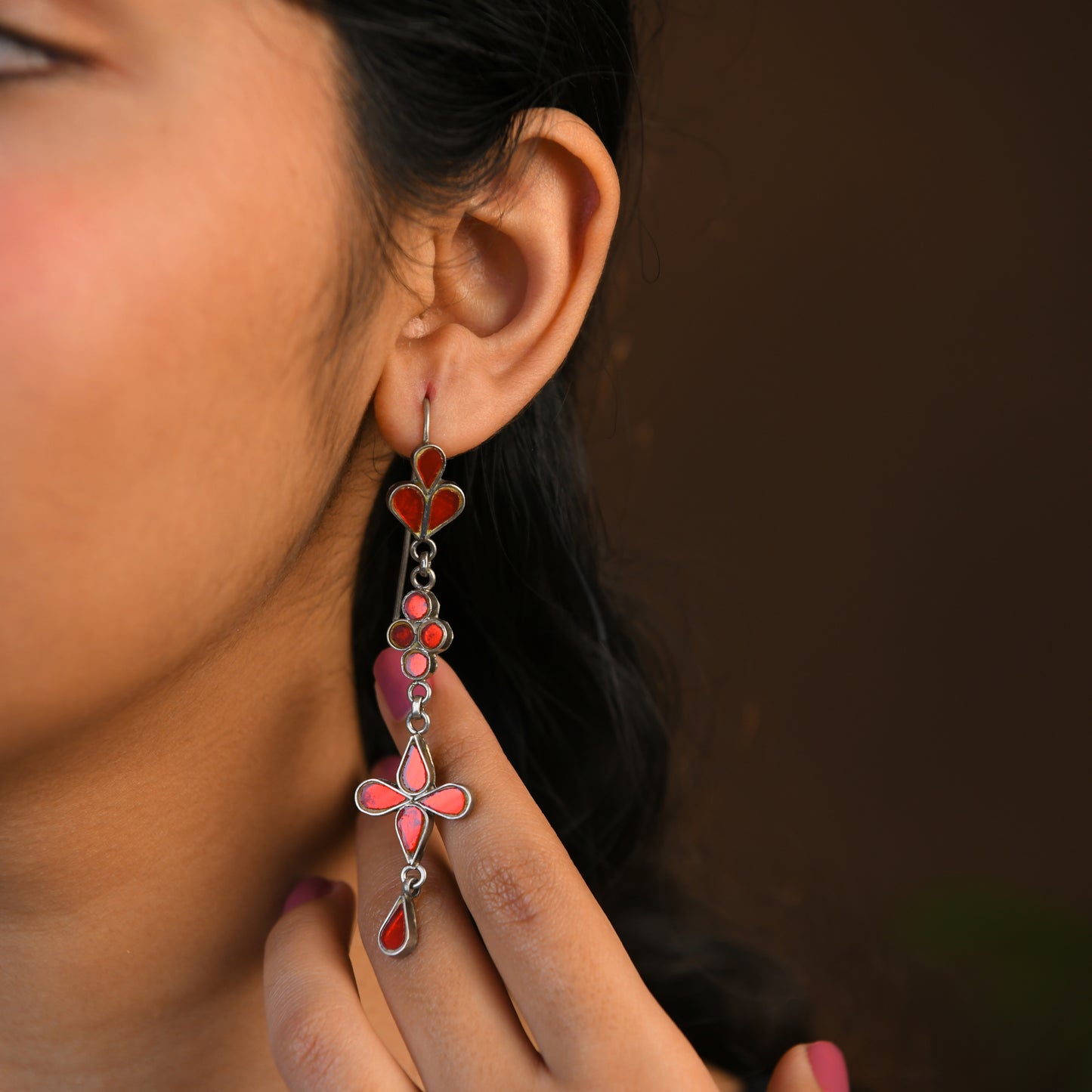 Madhu Chandrika Sunrise Streaks Silver Earrings