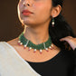 Regal Emerald Green Ruby And Pearl Necklace Set