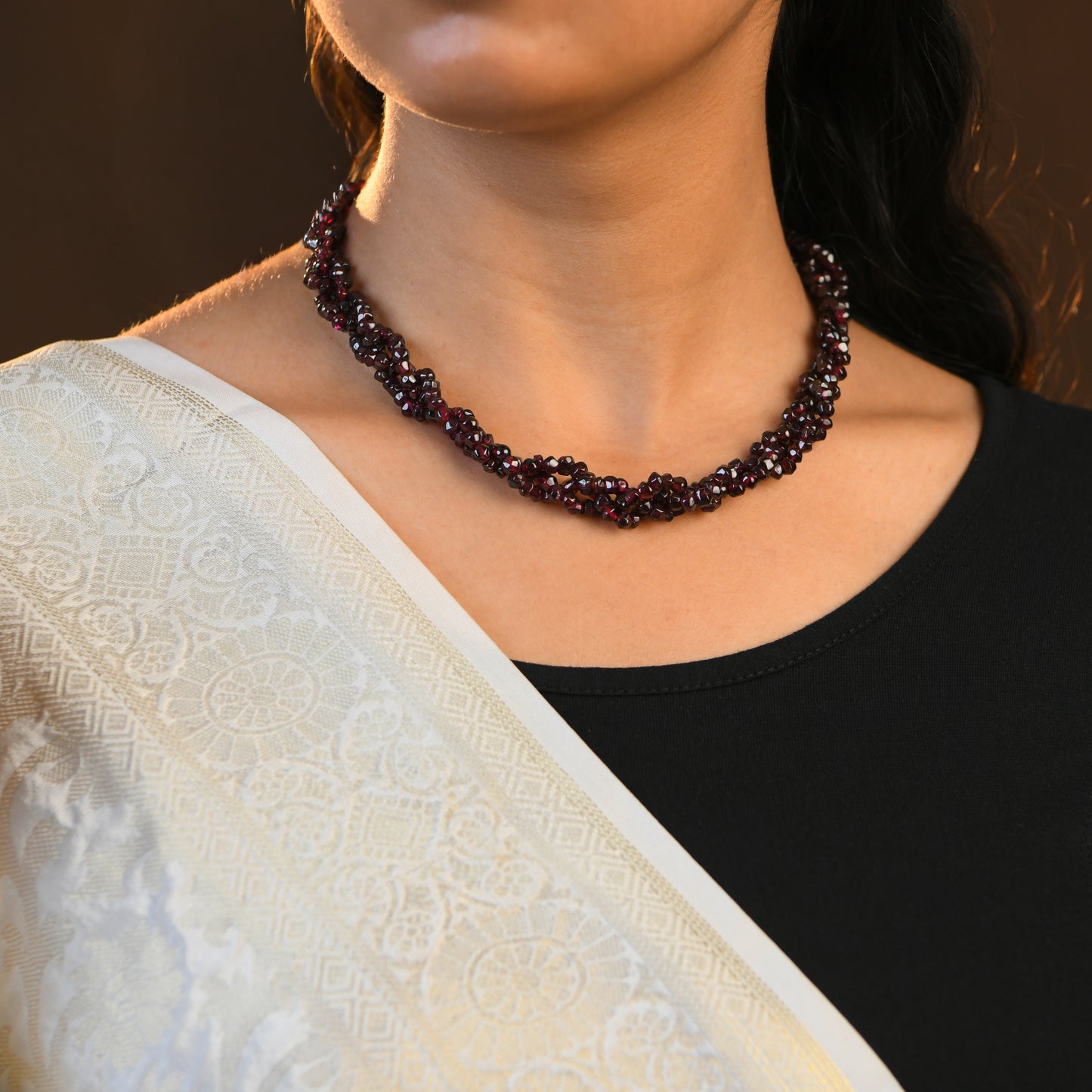 Braided Garnets Necklace