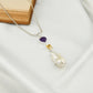 Amethyst Heart Citrine Square And Baroque Pearl Necklace