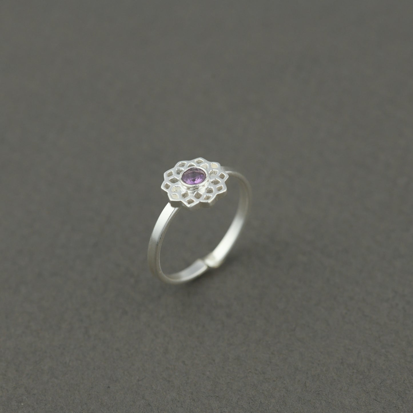 Crown Chakra Minimal Silver Ring
