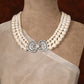 Layered Pearl Brooch Choker