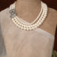 Layered Pearl Brooch Choker