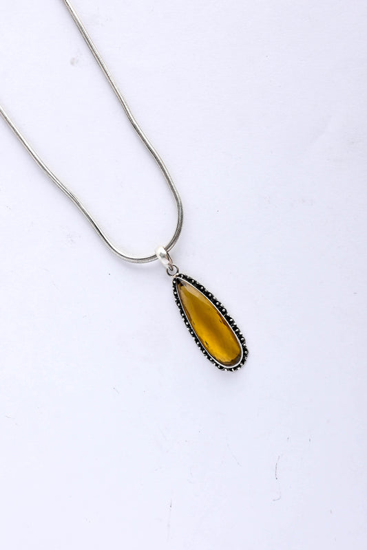 Citrine Drop Silver Pendant