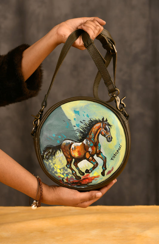 Hand Painted Wild Horse Sling Bag