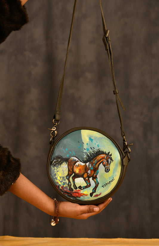 Hand Painted Wild Horse Sling Bag