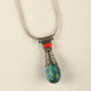 Tibetan Turquoise And Coral Pendant