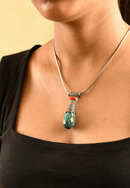 Tibetan Turquoise And Coral Pendant