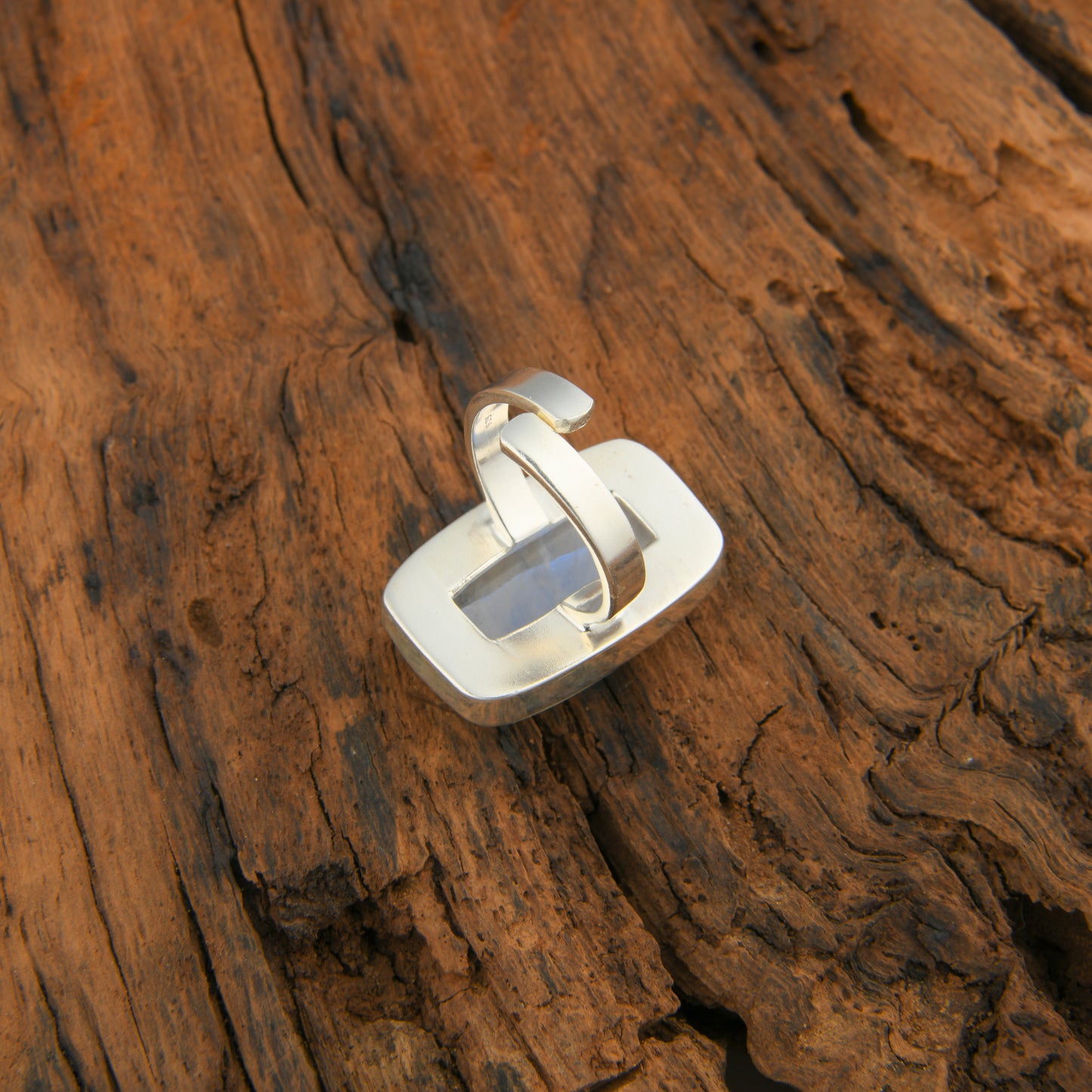 Rectangle Moonstone Silver Ring