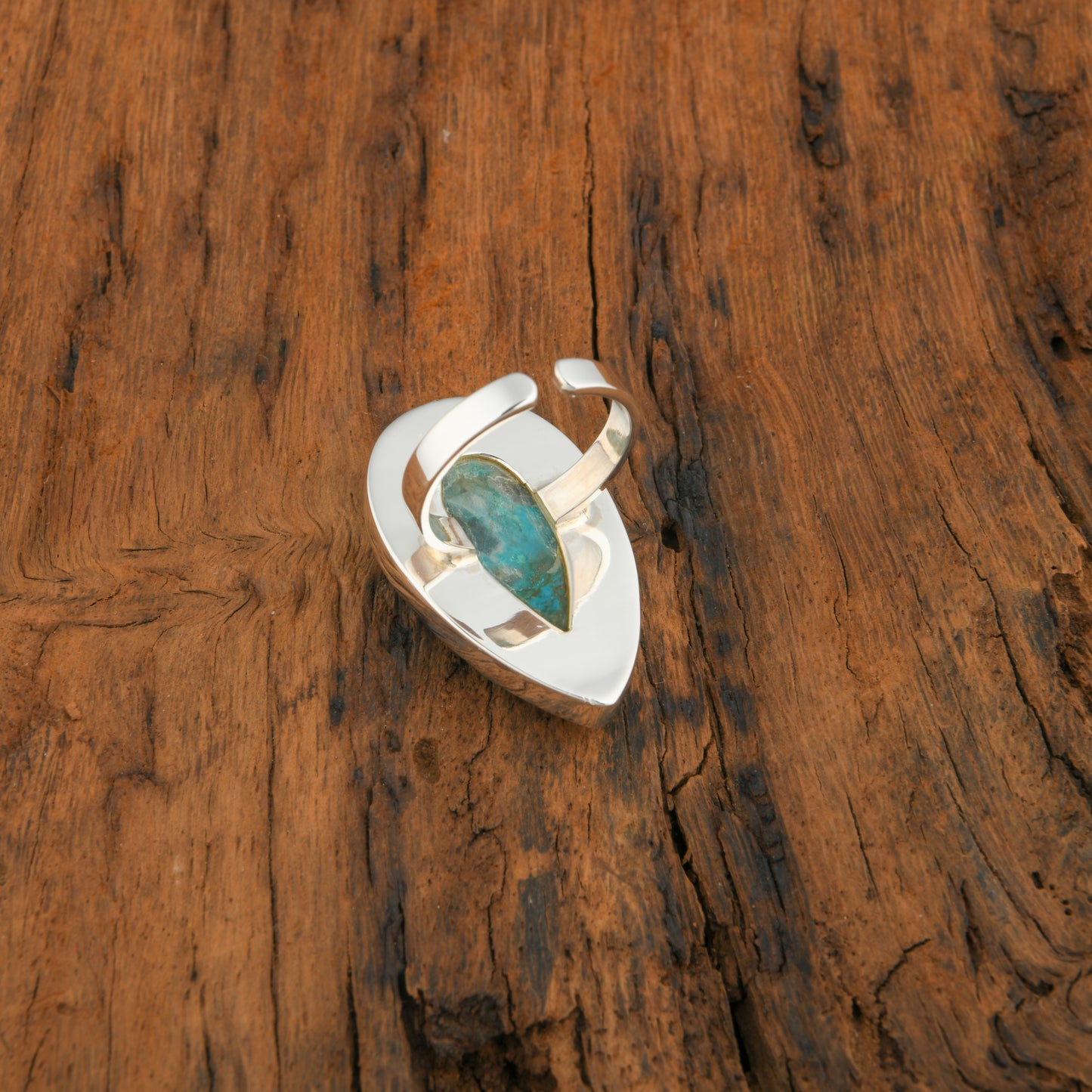 Ocean Drop Chrysocolla Silver Ring