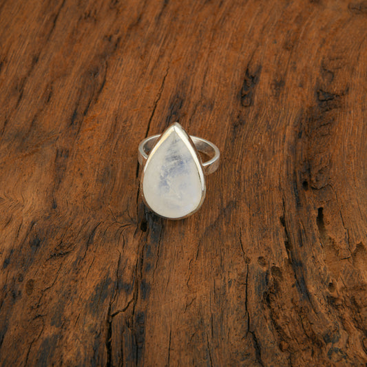 Moonstone Drop Silver Ring