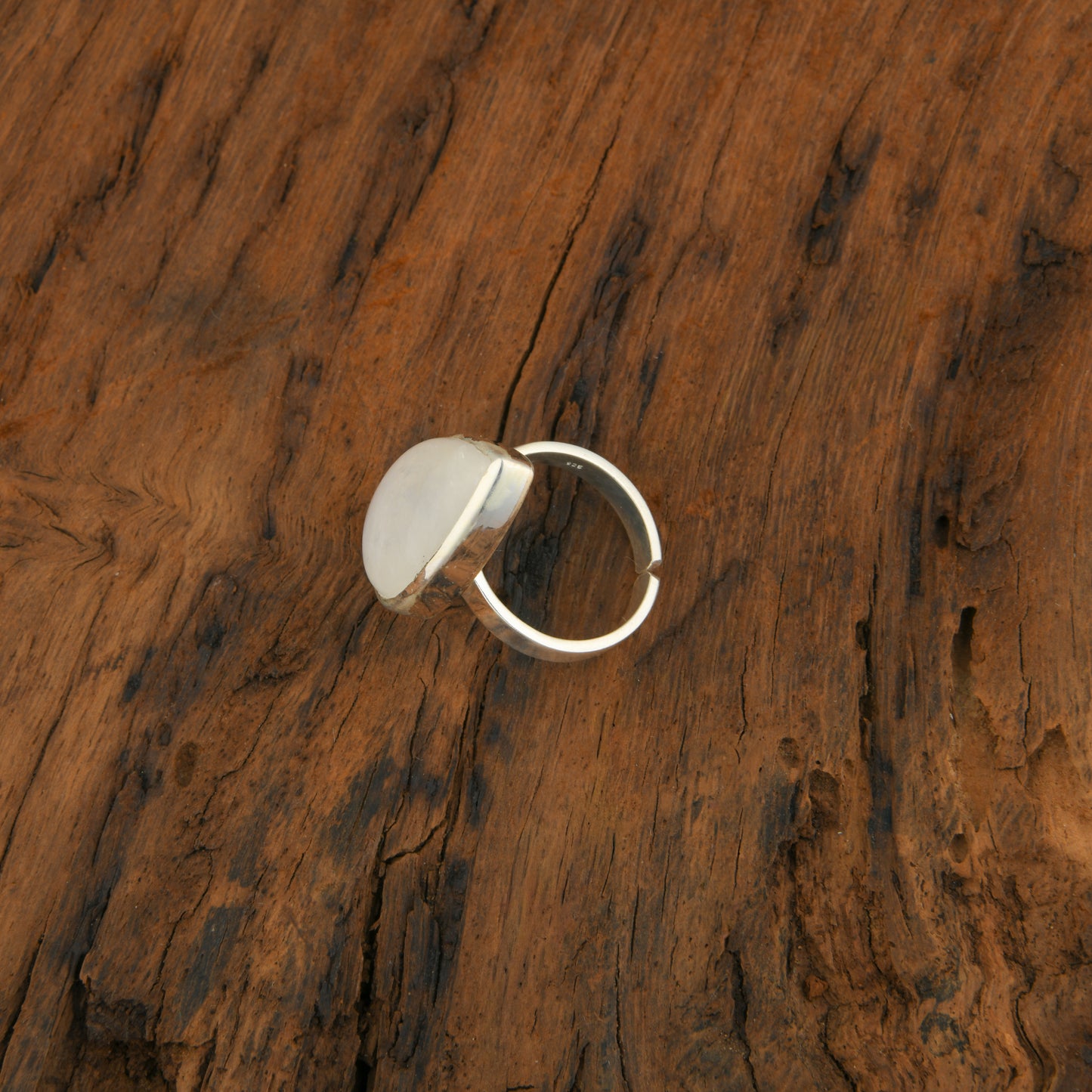 Moonstone Drop Silver Ring