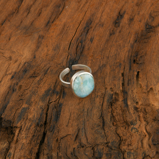 Round Larimar Silver Ring