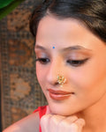 Moti Phool Gold Plated Clip On Silver Nose Pin