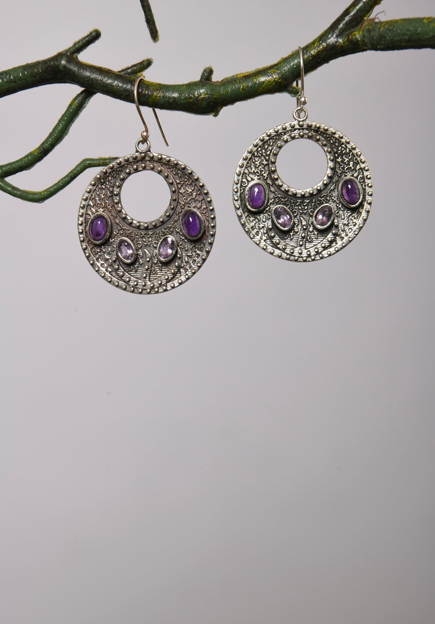 Vintage Silver Amethyst Earrings