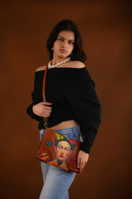 Hand Painted Frieda Butterfly Sling Bag