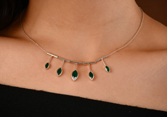 Drops of Green Silver Necklace