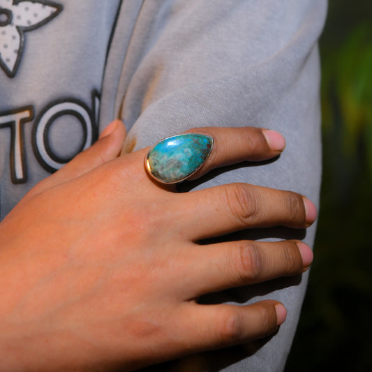 Ocean Drop Chrysocolla Silver Ring