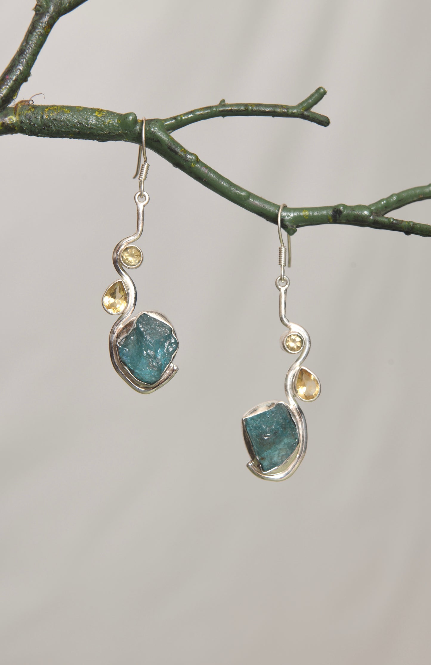 Silver Apatite Citrine Danglers