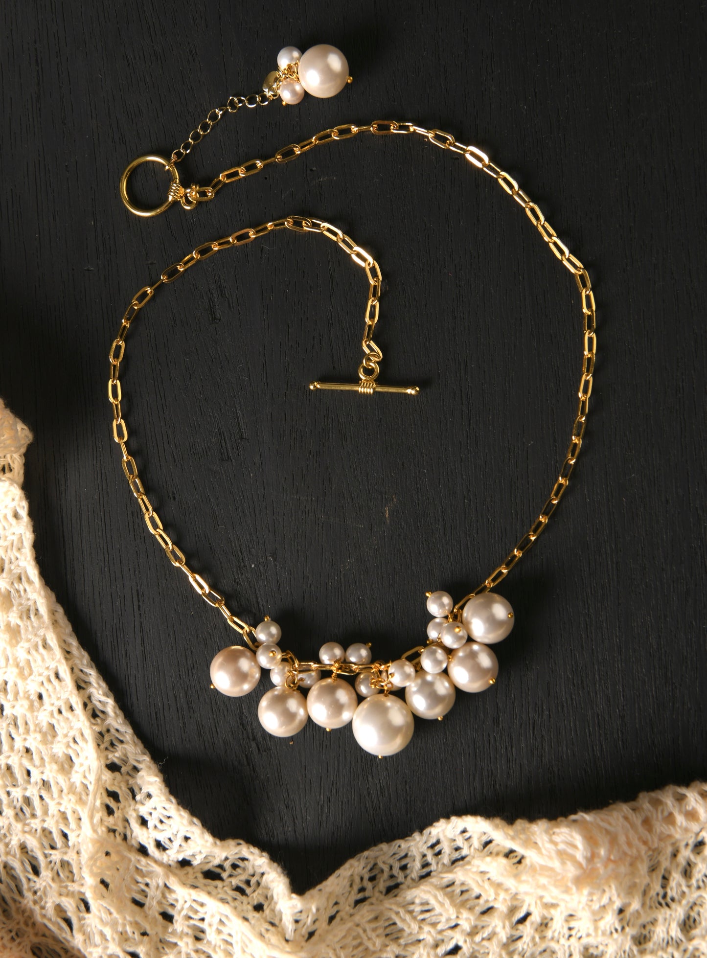 Maddona Pearls And Gold Plated Chain Necklace