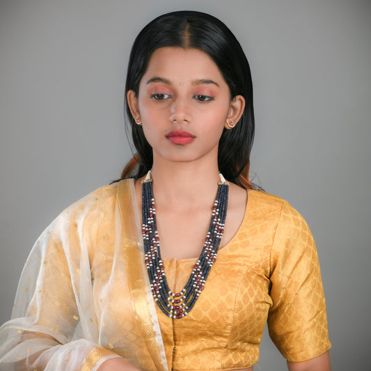 Lapis-Lazuli Ruby And Pearls Necklace