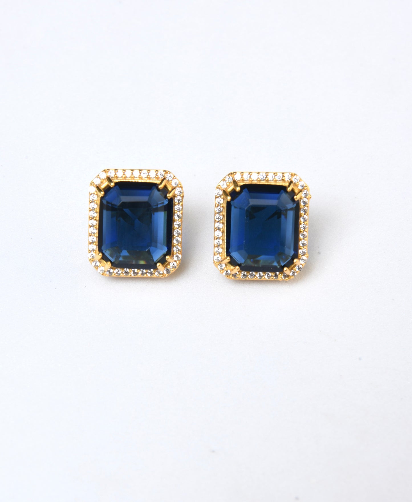 Sapphire Zircon Square Studs