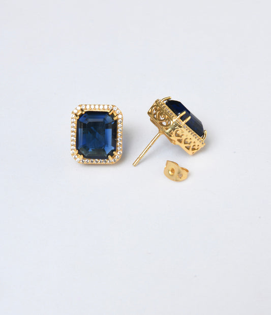 Sapphire Zircon Square Studs