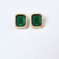 Emerald Square And Zircon Studs