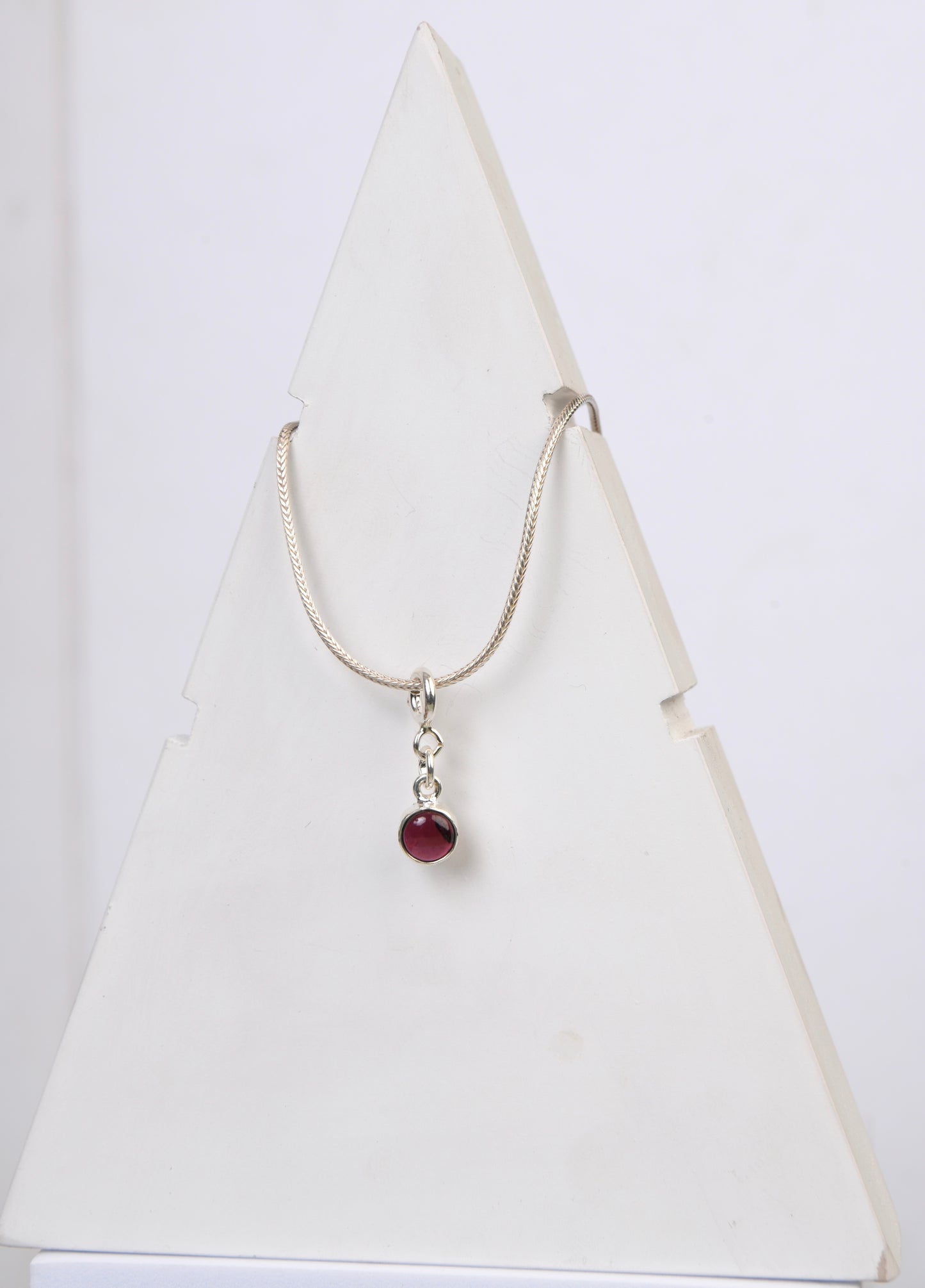 Garnet Pendant in silver Chain