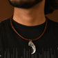 Dragon Sword Silver Pendant in Leather Chord