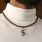 Cobra Silver Pendant In Leather Chord