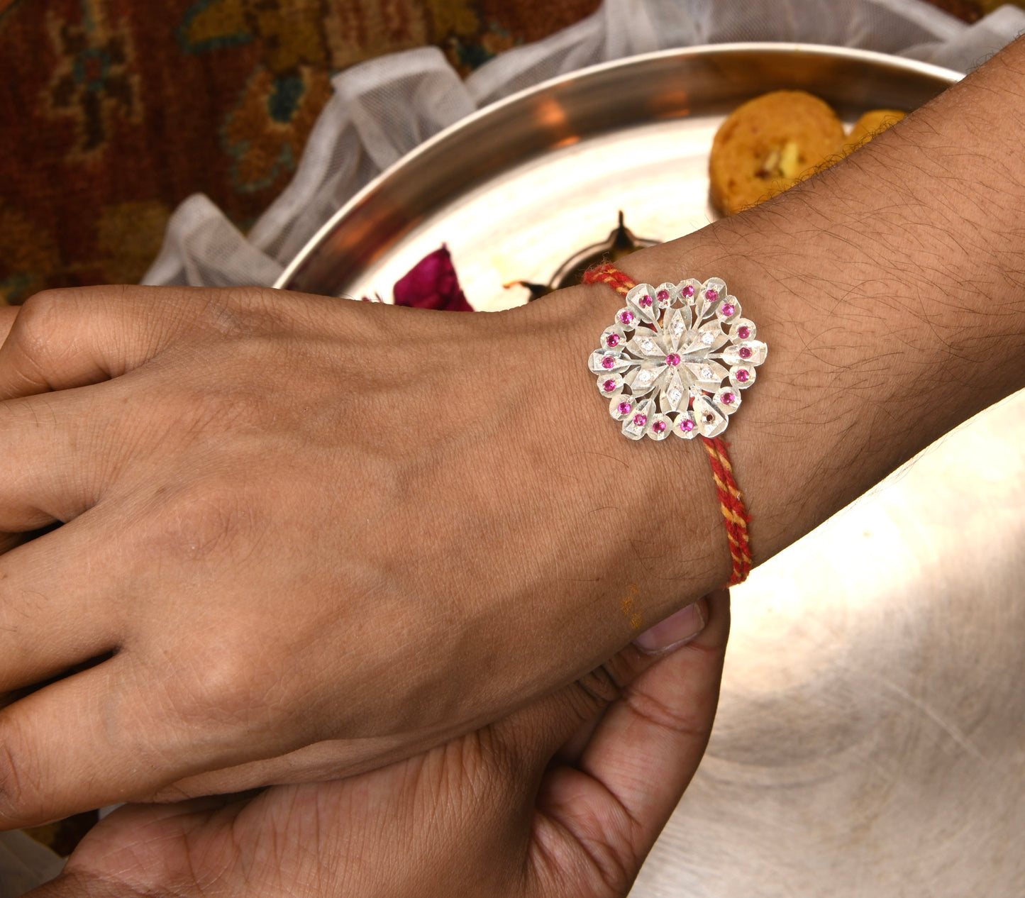 "Mera Veer" Hexagon Silver Rakhi