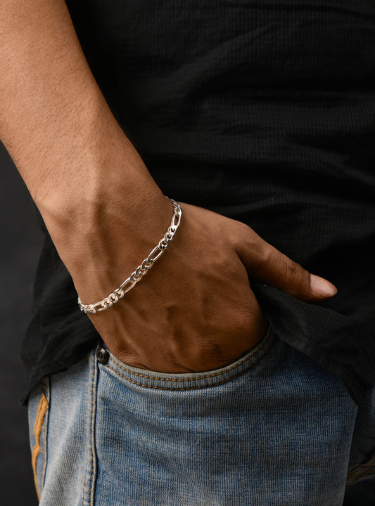 Figaro Chain Silver Men Bracelet(2)