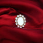 Oval Kundan Arsi Wedding Ring In Silver