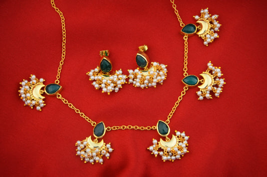 Half Moon Emerald Green Festive Necklace