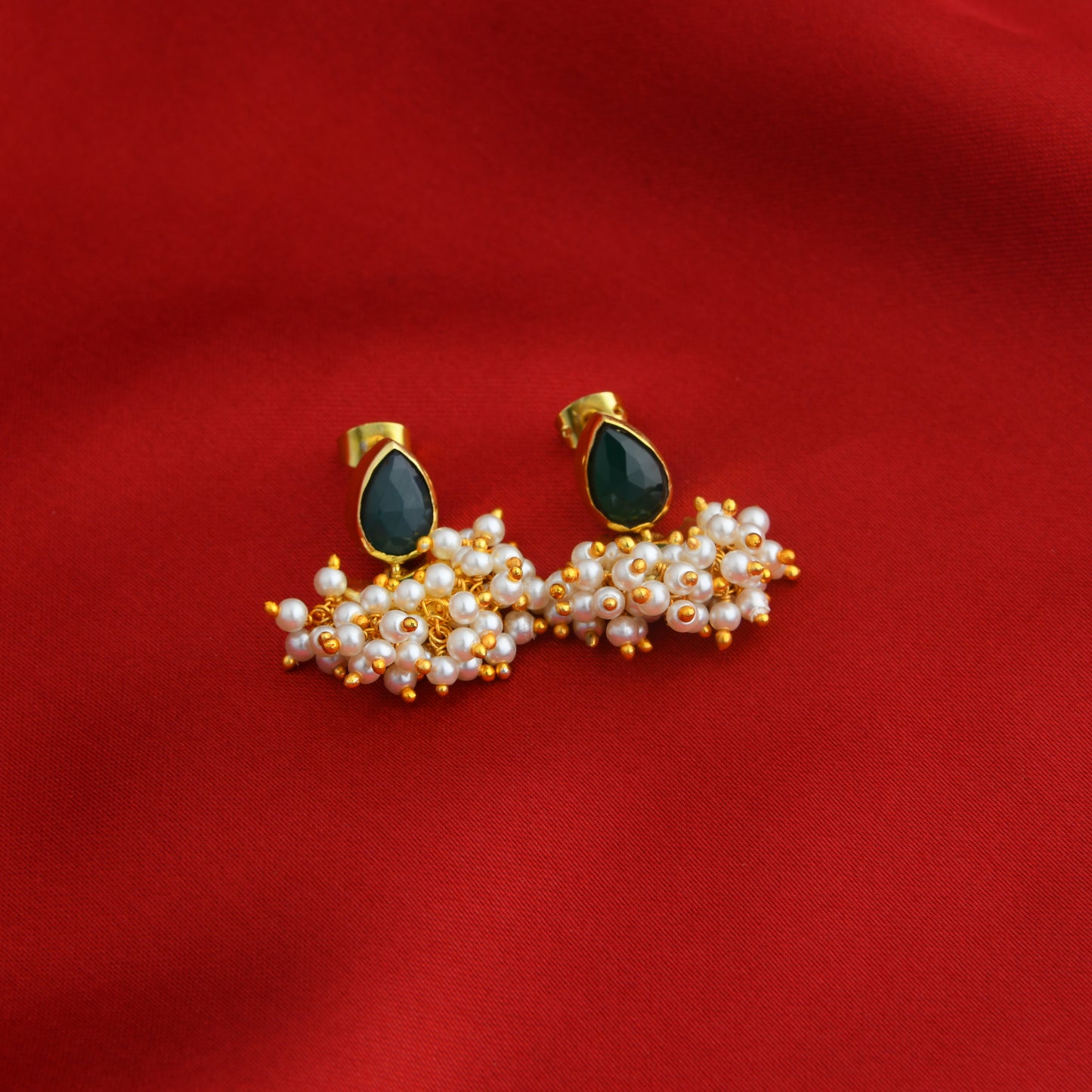 Half Moon Emerald Green Festive Necklace Set