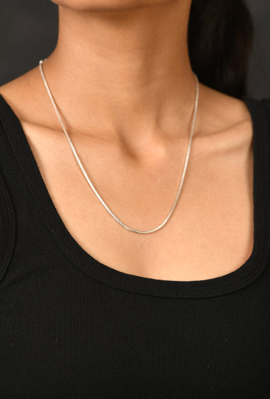 Everyday Silver Twisted Box Chain(18 inches)